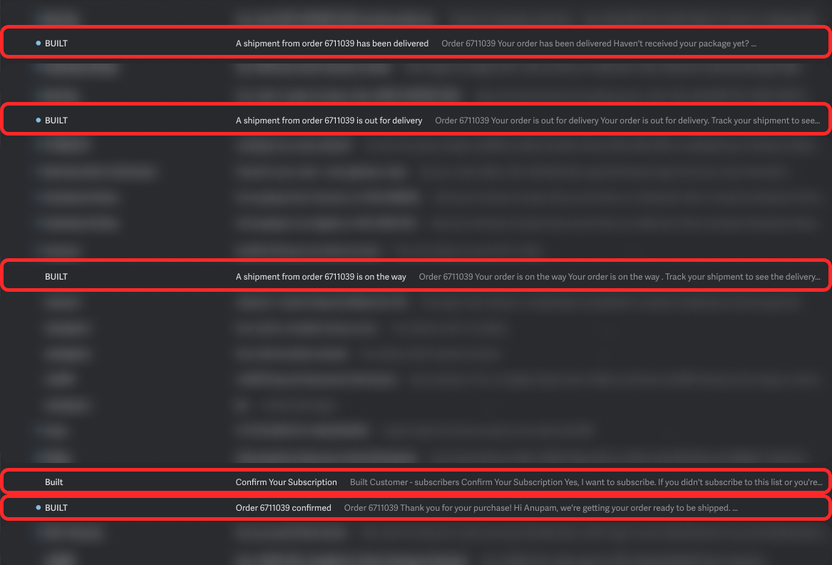 The orders in my inbox