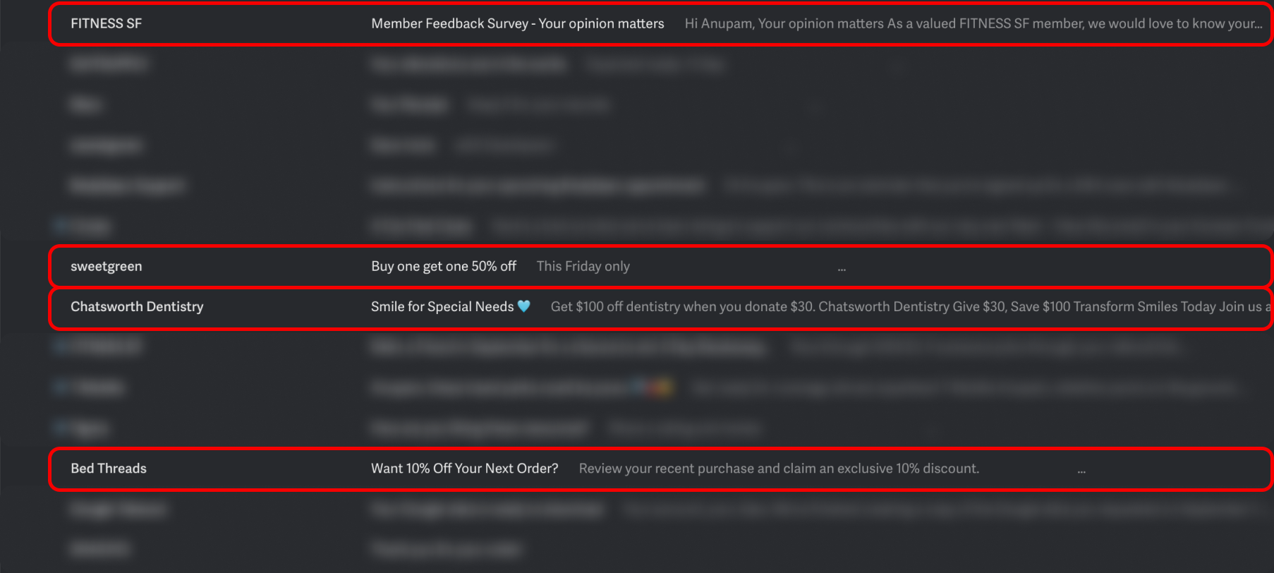 The discounts in my inbox