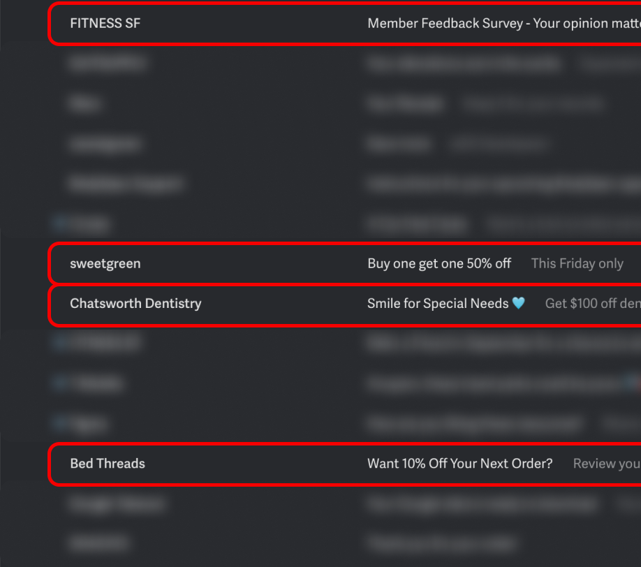 The promos in my inbox